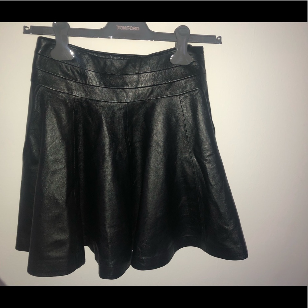 Milly Black Leather Skirt